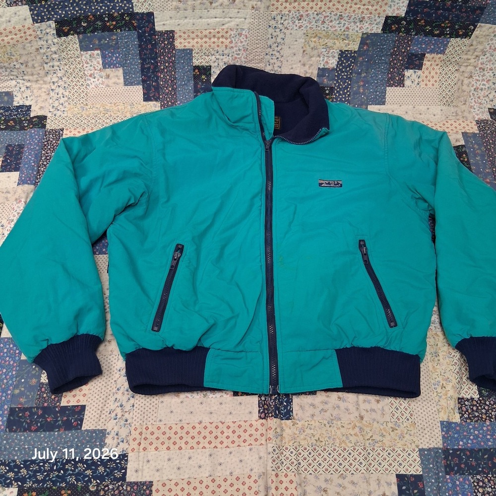 Vintage Eddie Bauer Nylon and Fleece Lined Teal Jacket Mens Large